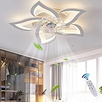 JINWELL Ceiling Fan with Lighting LED Fan Ceiling Light Remote Control Fan Ceiling Lamp Wind Speed Dimmable Ceiling Lamp Quiet Fan for Dining Room Living Room Bedroom Children's Room,5 Heads