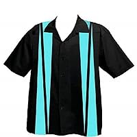 Mens Retro Bowling Shirt, Big & Tall Sizes: Aqua Strike Collection