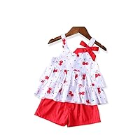 Clothes Toddler Girls Baby Cute Multicolor Polka Dot Sleeveless Top and Shorts Set 1T-5T