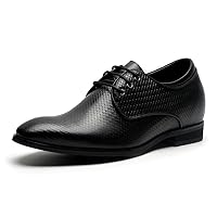 CHAMARIPA Height Increasing Shoes - Mens Elevator Dress Shoes - Black Leather Men Formal Business Dress Shoes Taller Shoes 2.36/2.76/3.15 Inches Handmade