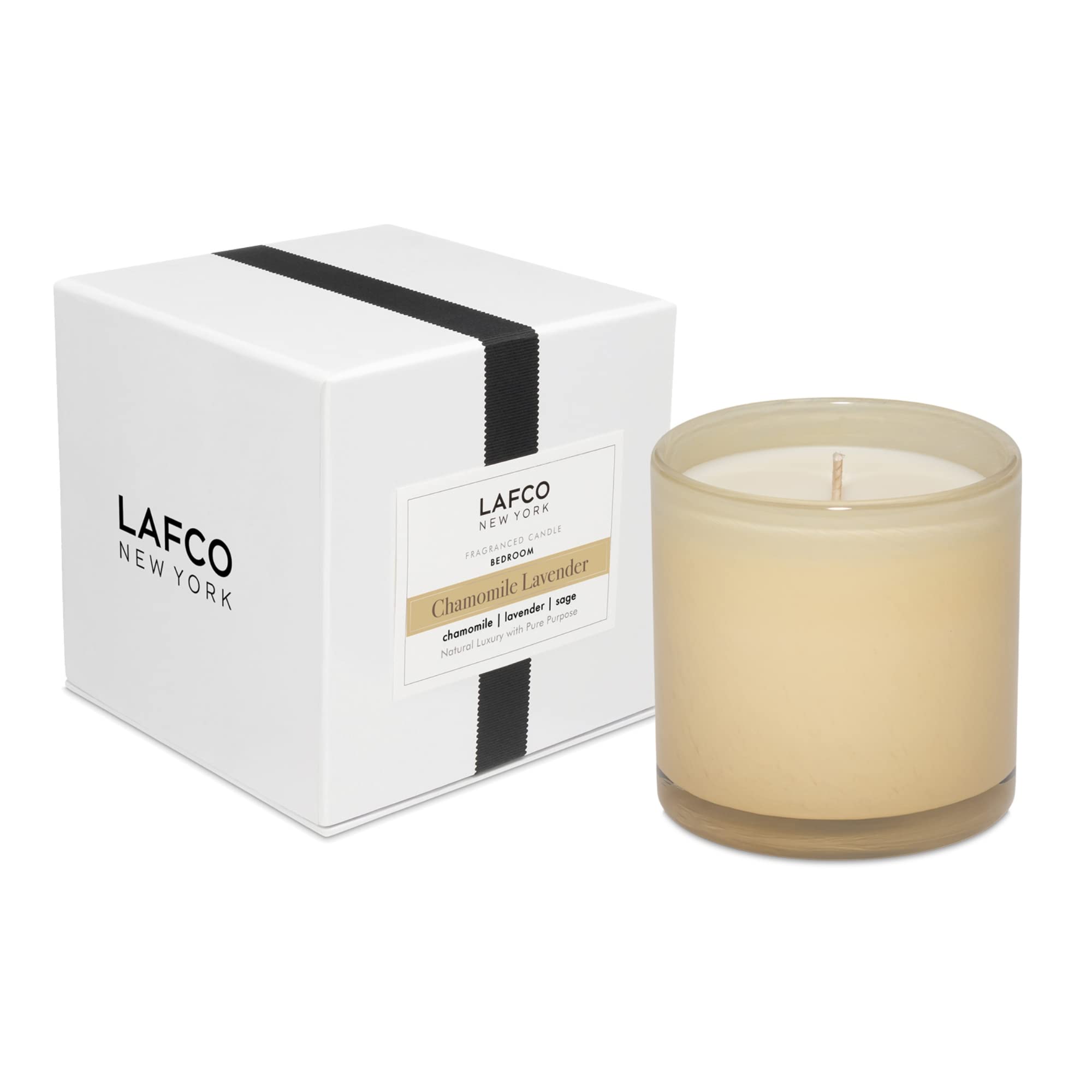 LAFCO New York Classic Candle, Chamomile Lavender - 6.5 oz - 50-Hour Burn Time - Reusable, Hand Blown Glass Vessel - Made in The USA