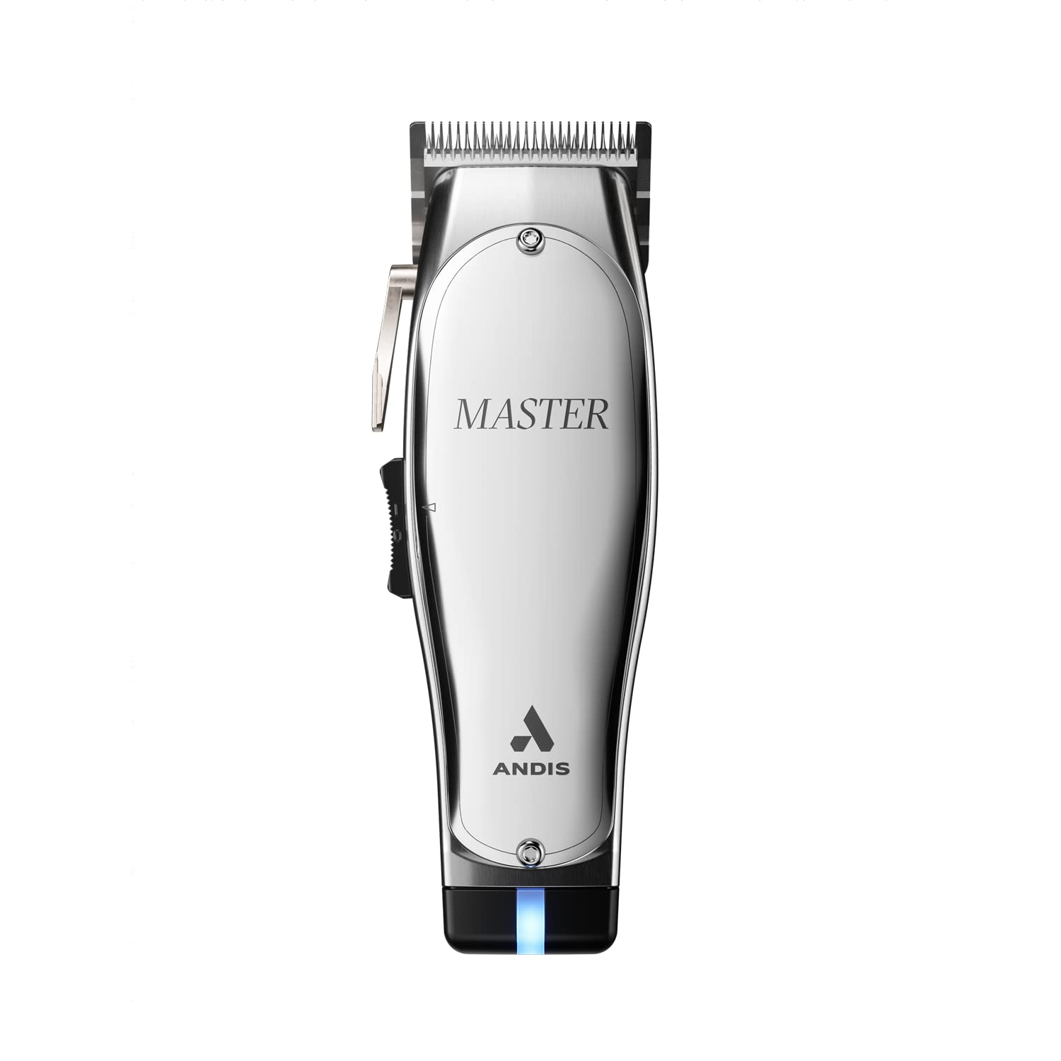 Andis 12660 Professional Master Corded/Cordless Hair Trimmer, Adjustable Carbon Steel Blade Hair Clipper for Close Cutting, Silver