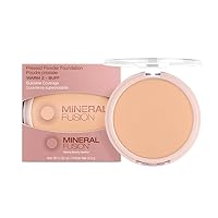 Mineral Fusion Pressed Powder Foundation, Natural Age Defying Makeup, Buildable Coverage for Silky Smooth Flawless Skin,Talc Free, Hypoallergenic (Warm) 2,9 g