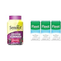 Senokot Dietary Supplement Laxative Gummies, Natural Senna Extract, Gentle & Fleet Liquid Glycerin Suppositories for Adult Constipation, 4 Suppositories, 7.5 ml (Pack of 3)