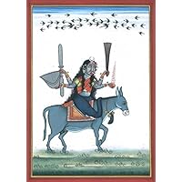Exotic India Goddess Shitala MATA - Who Cures Chickenpox - Watercolor on Paper