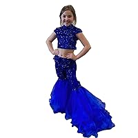 ZHengquan Girls' Two Pieces Pageant Dress Sequins Bell Bottoms Little Kids Birthday High Neck Formal Party Gowns