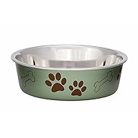 Loving Pets - Bella Bowls - Dog Food Water Bowl No Tip Stainless Steel Pet Bowl No Skid Spill Proof (Extra Large, Artichoke Green)