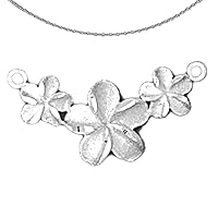 Gold Flower Necklace | 14K White Gold Plumeria Flower Lei Pendant with 16