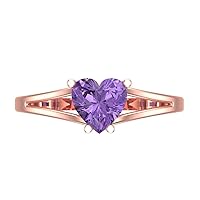 Clara Pucci 1.45ct Heart Cut Solitaire split shank Simulated Alexandrite Proposal Bridal Designer Anniversary Ring 14k Rose Gold