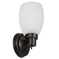 Design House 588814-ORB Lydia 1 Indoor Wall Light Dimmable with a White Frosted Glass Shade, On/Off Switch, Oil Rubbed Bronze