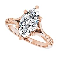 ERAA JEWEL 10K Solid Rose Gold Handmade Engagement Rings 3.0 CT Marquise Cut Moissanite Diamond Solitaire Wedding/Bridal Ring Set for Women/Her Proposes Ring