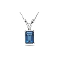 1.04-1.33 Cts London Blue Topaz Solitaire Pendant in 18K White Gold