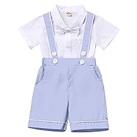 IMEKIS Toddler Baby Boy Baptism Christening Outfit Bowtie Dress Shirt Suspenders Shorts Birthday Wedding Party Suits