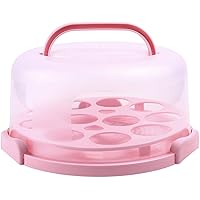 Ohuhu Cake Carrier, BPA-Free Cake Holder Storage Container Cupcake Carrier Keeper - Cake Stand with Lid 2 Handles Portable Round Two Sided Base for Cookies Nuts Fruits for 10 inch Cake Perfect Gifts
