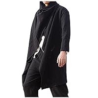 Mens Fashion Casual Cotton Linen Long Irregular Cloak Cape Long Sleeve Coats for Men
