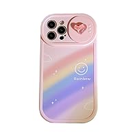 Super Cute Pink Series Push Window Rainbow Smile Pattern Phone Case for iPhone 13 12 11 Pro Max Slide Camera Shockproof Cover,Rainbow Pattern,for iPhone 12Pro MAX