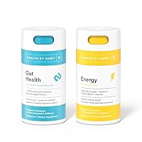 Health By Habit Gut Feeling Kit - Energy Supplement (60 Capsules) & Gut Health Supplement (60 Capsules), Non GMO, Sugar Free