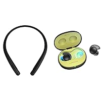 Tone Style HBS-SL5 Bluetooth Wireless Stereo Neckband Earbuds with True Wireless Bluetooth Sports Earbuds TF8 - with Uvnano Charging Case, IP67 Dust and Water Resistance, Black
