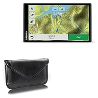 BoxWave Case Compatible with Garmin DriveTrack 71 - Elite Leather Messenger Pouch, Synthetic Leather Cover Case Envelope Design - Jet Black