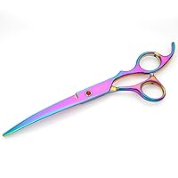 Household Stainless Steel Barber Scissors Set Direct Scissors Teeth Scissors Curved Scissors Bangs Thin Scissors Beauty Salon Scissors 炫彩下弯