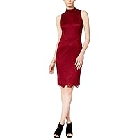 Womens Mock-Turtleneck Sheath Dress, Red, Medium