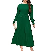 Fashionable Women Midi Dress - Stylish Long Sleeve Crewneck Dress - Soft and Comfortable Fabric