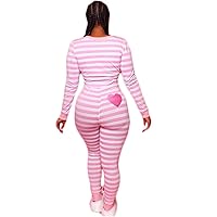 Multitrust Women Sexy Deep V Neck Funny Print Jumpsuit Rompers Button Down Pajama Rompers Stretch Bodysuits