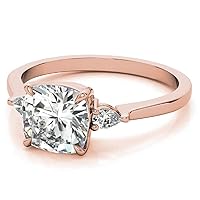 Solitaire Moissanite Engagement Ring, 1.0 CT, Colorless, VVS1 Clarity, 925 Sterling Silver, 18K Rose Gold
