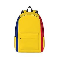 Flag Of Romania Print Canvas Laptop Backpack Outdoor Casual Travel Bag Daypack Book Bag For Men Women