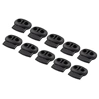 10 Pcs Black Reusable Plastic Toggles Spring Stop Drawstring Rope Cord Locks End - Double Hole Handy and Professional