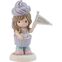 Precious Moments Happy Birthday Figurine | You’re The Icing On My Cupcake Blonde Bisque Porcelain Figurine | Little Girl in a Cupcake | Birthday Gift | Hand-Painted