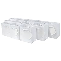 OccasionALL 12 Piece 4x2.75x4.5 Extra Small White Paper Bags, Small White Gift Bags with Handles & Tags for Jewelry, Gift Cards, Mini Favors, Weddings