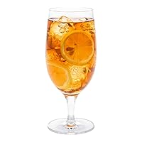 Restaurantware Voglia Nude 16 Ounce Iced Tea Glasses Set Of 12 Crystal Goblet Glasses - Laser-Cut Rim Fine-Blown Crystal Water Glasses For Weddings Anniversaries And Special Events Dishwasher-Safe