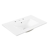 JONATHAN Y SNK1002A Ancillary 3-Hole 30 in. W x 18.25 in. D Classic Contemporary Rectangular Ceramic Single Sink Basin Vanity Top, White