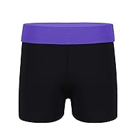 Kids Big Girls Shiny Metallic Boy-Cut Yoga Shorts for Sports Gymnastics Fitness Dance Active Wear Underwear