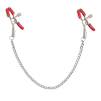 Nipple Clip Clamps Minimalist Chain Style, Adjustable Weight Metal Nipple Clamps for Men Women, Non-Piercing Metal Stimulator Nipple Clips Adult Toys (RED)