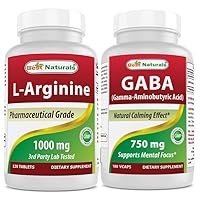 Best Naturals L-Arginine 1000 mg & GABA Supplement 750mg