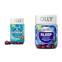 OLLY Goodbye Stress Gummy, 60 Count & Extra Strength Sleep Gummy, 50 Count Bundle
