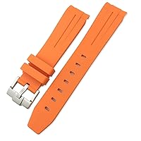 for Rolex Submariner Hulk GMT Milgauss Yacht Master Deepsea Rubber Watchband 19mm 20mm 21mm 22mm Silicone Strap (Color : Orange, Size : 19mm Silver Buckle)