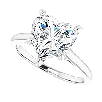 3.0 CT Heart Cut Colorless Moissanite Engagement Ring, Wedding/Bridal Ring Set, Solitaire Halo Style, Solid Sterling Silver Vintage Antique Anniversary Promise Rings Gift for Her