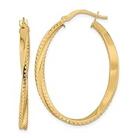 14k Gold Polished Twisted Oval Hoop Earrings Measures 36x25.75mm Wide 3mm Thick Jewelry for Women