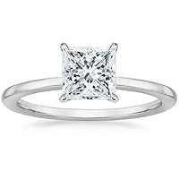 3.0 CT Princess Colorless Moissanite Engagement Ring, Wedding/Bridal Ring, Solitaire Halo Style, Solid Gold Silver Vintage Antique Anniversary Promise Ring Gift for Her
