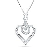 The Diamond Deal 10kt White Gold Womens Round Diamond Infinity Heart Pendant 1/12 Cttw