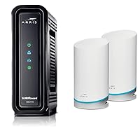 ARRIS Surfboard SB6190 DOCSIS 3.0 Modem (800 Mbps Max Internet Speeds) & W121 AX6600 WiFi 6 Tri-Band Mesh Router System Bundle (WiFi Coverage up to 5,500 sq ft) | Mesh with Your Cable Internet