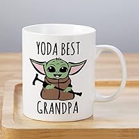 LOZACHE Baby Yoda Gifts for Grandpa, Best Grandpa Ever Coffee Mug for Men Grandfather To Be First Time Fathers Birthday Christmas Day Gift Present from Granddaughter Grandchildren (Yodas Grandpa)