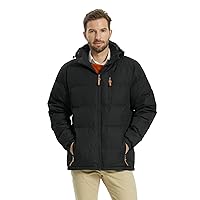 ALPHA CAMP Men's Waterproof Thicken Puffer Jacket with Removable Hood, Warm Winter Coats Padded Cotton Jacket
