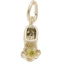 Babyshoe w/Orange Synthetic Crystal Charm (Choose Metal) by Rembrandt