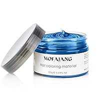 Temporary Blue Hair Wax, YHMWAX 4.23oz Instant Hairstyle Mud Cream, Natural Hair Coloring Wax Material Disposable Hair Styling Dye Ash for Cosplay,Party,Masquerade, Halloween.etc (Blue)