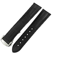 Genuine Leather Watchband 20mm 22mm 18mm 19mm 21mm Fit for Omega Seamaster AT150 Diver 300 De Ville Cowhide Alligator Watch Strap (Color : Black, Size : 19mm)