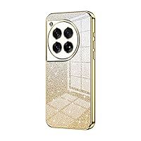 Compatible with OnePlus 12R/ACE3 Case,Clear Glitter Electroplating Hybrid Protective Phone Cover,Slim Transparent Anti-Scratch Shock Absorption TPU Bumper Case for 12R/ACE3 (Color : Gold)